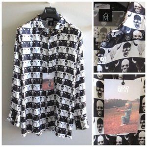 NWT AUTHENTIC ITALY DEAD MEAT DM SKULL 100% SILK SHIRTS Sz-S(RUNS LARGE)